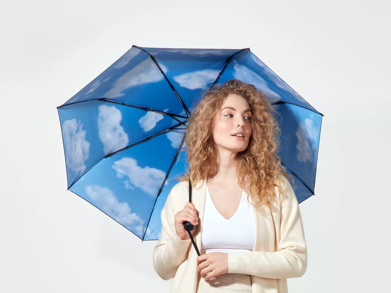Folding umbrella sky recycled material MoMA