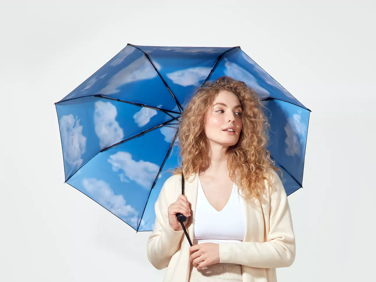 Folding umbrella sky recycled material