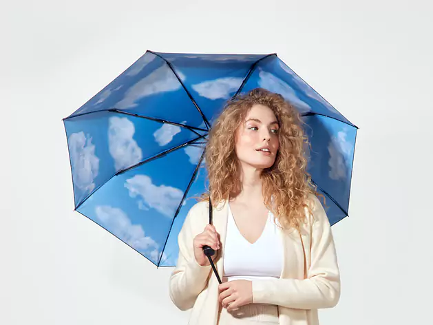 Folding umbrella sky recycled material