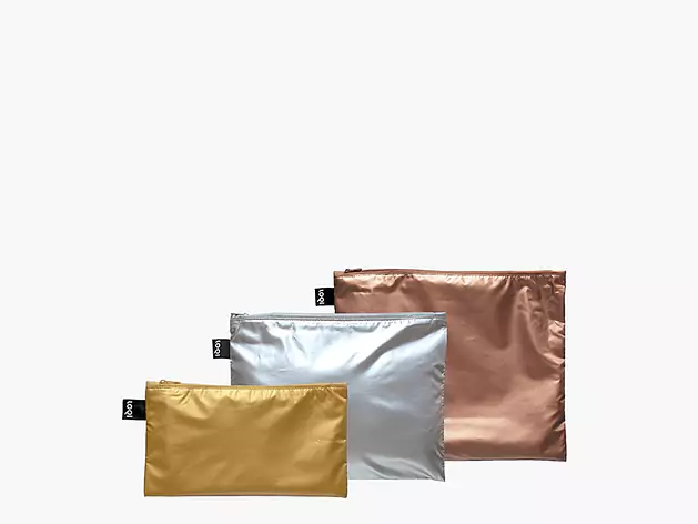 Metallic Gold, Silver, Rose Gold Zip Pockets