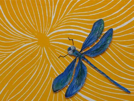 Blüte und Wasser Linoldruck 