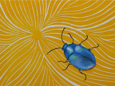 Blüte und Wasser Linoldruck 