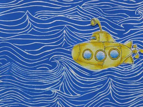 Blüte und Wasser Linoldruck 