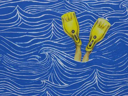 Blüte und Wasser Linoldruck 