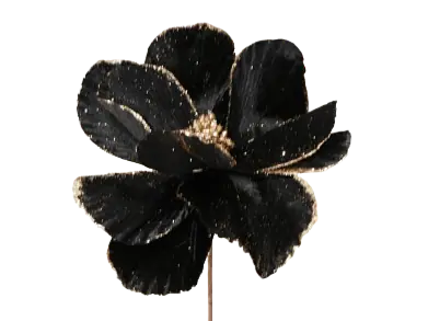 Kunstblumen: Grosse Blüte schwarz satiniert