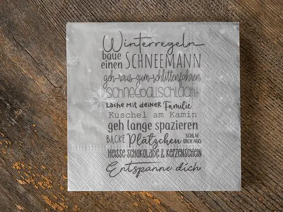 Serviette Winterregeln