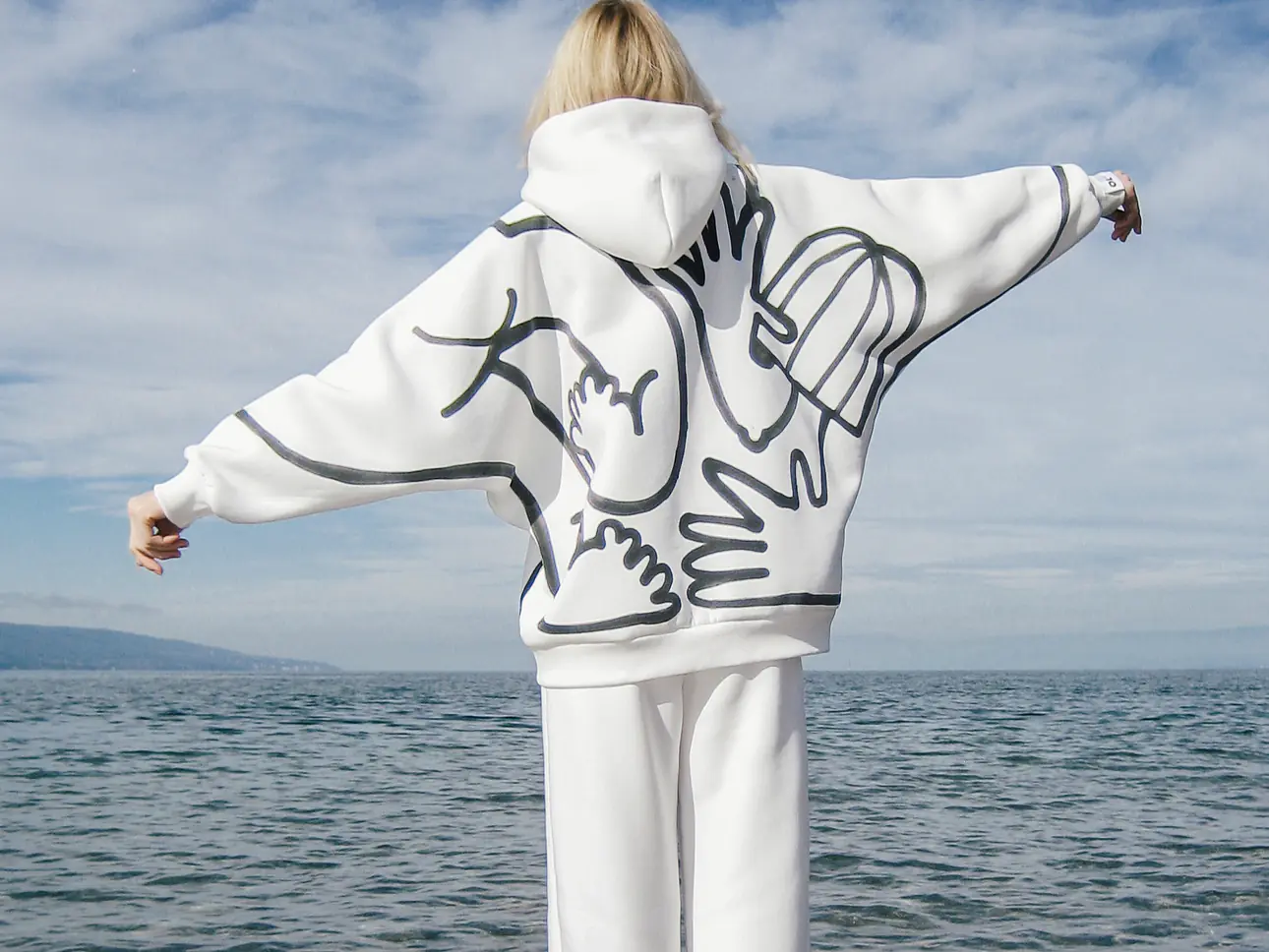 WHITE COTTON HOODIE