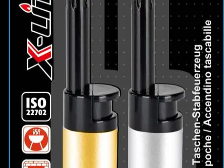 Stabfeuerzeug im Taschenformat gold und silber -2er Blister