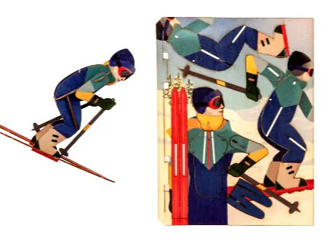 Skifahrer – 3D Deko Grusskarte