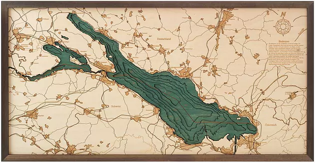 3D Holz Wandkarte BODENSEE