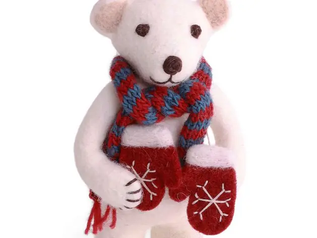 Medium White Polar Bear w/Mittens