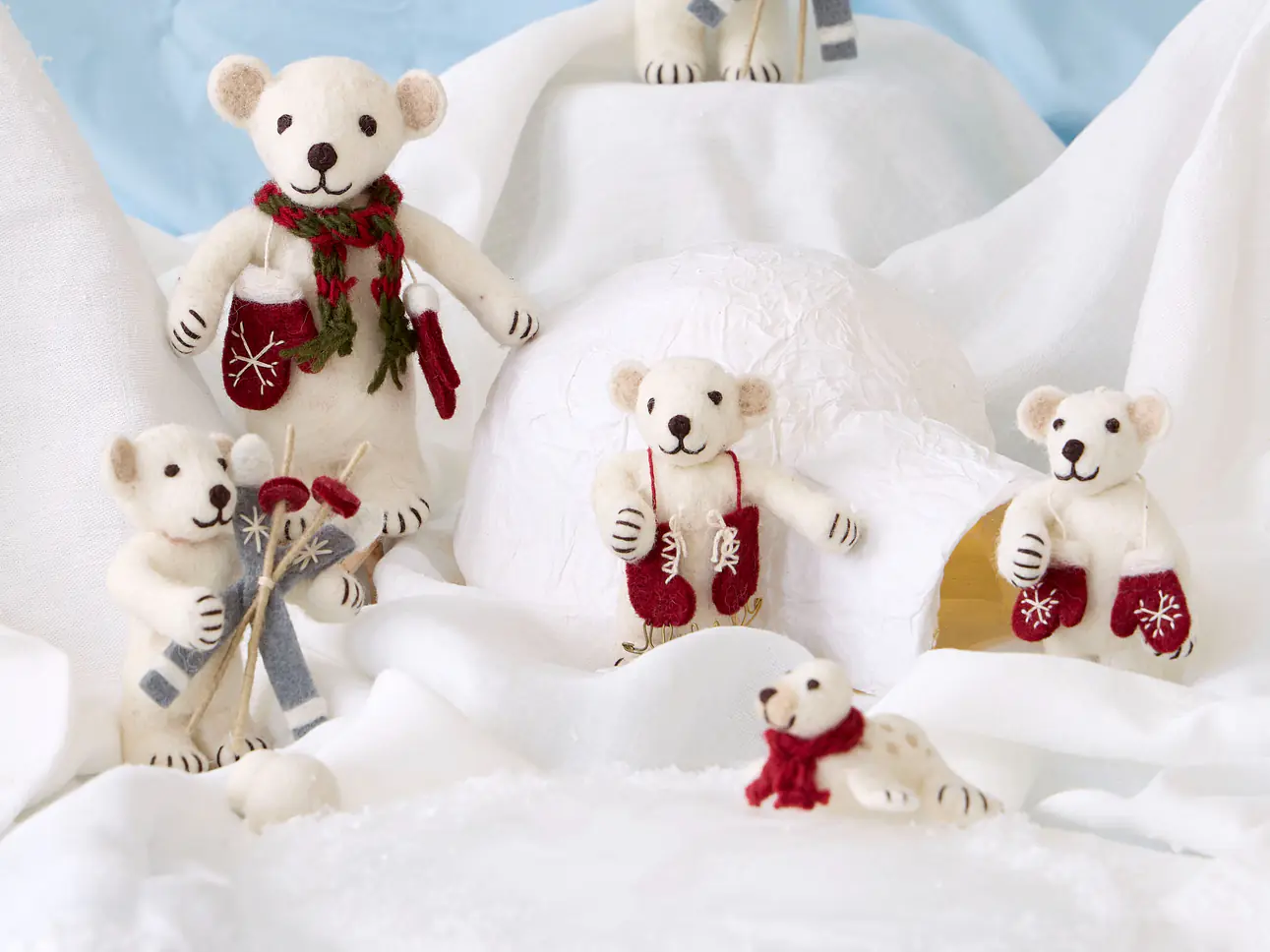 Medium White Polar Bear w/Mittens