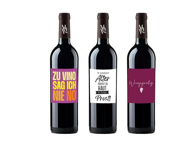 WEIN MIT SPRUCHETIKETTEN