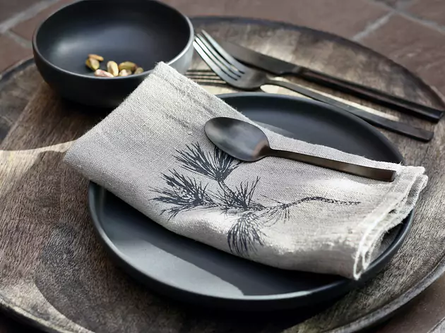 Serviette Leinen Zweig