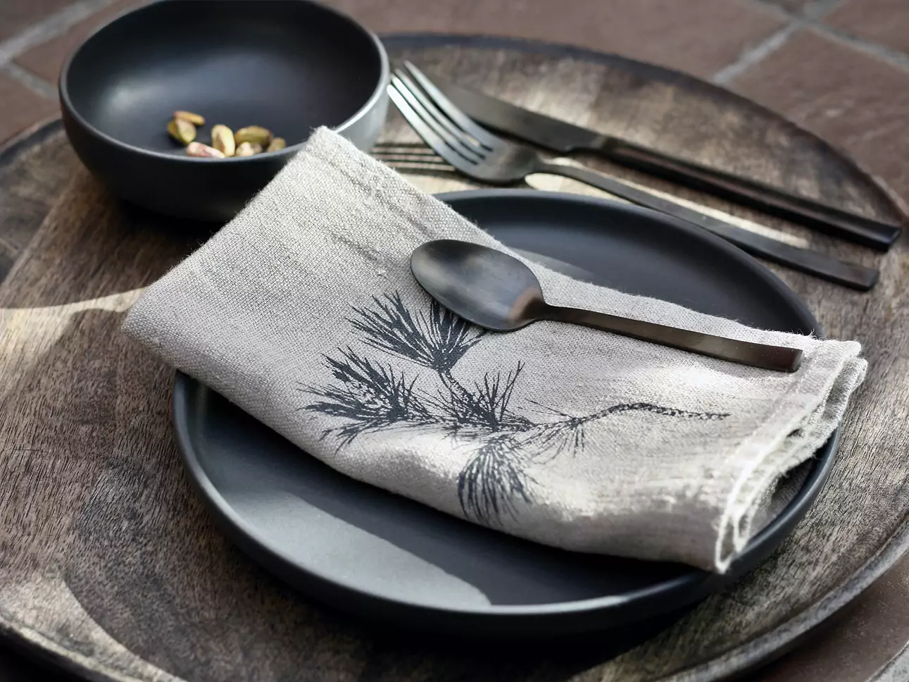 Serviette Leinen Zweig