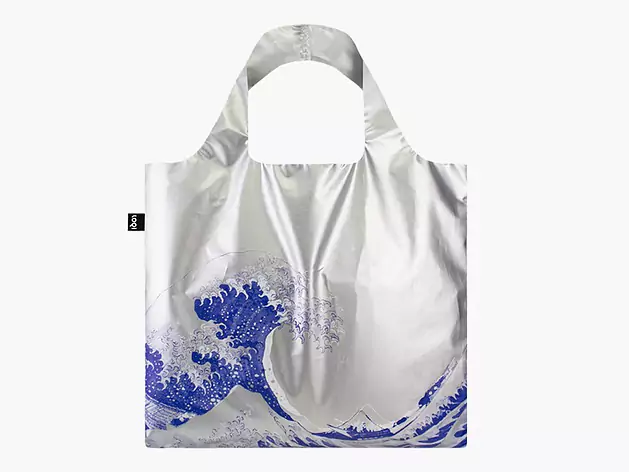 Katsushika Hokusai The Great Wave Metallic Silver Bag