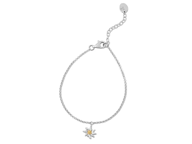 Sterling Silber Bicolor-Armband mit Edelweiß Charm’s